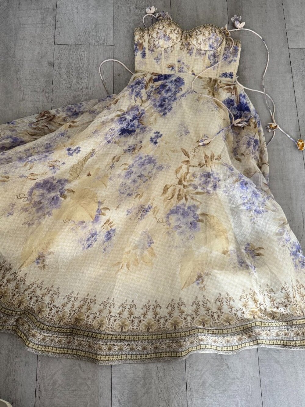 Zimmermann Cream and Lavender Floral Maxi Dress - Picture 13 of 14